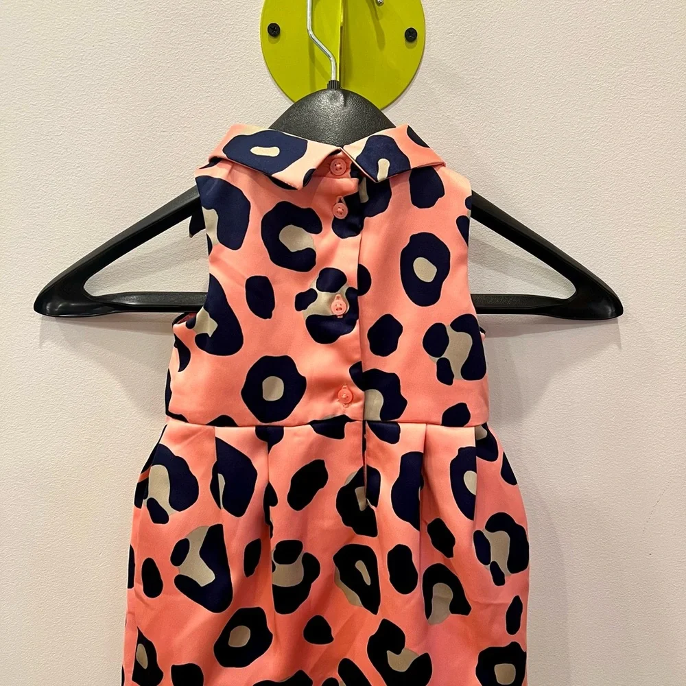 Janie and Jack Pink Leopard Print Dress, diaper cover 6-12 mo Easter Spring